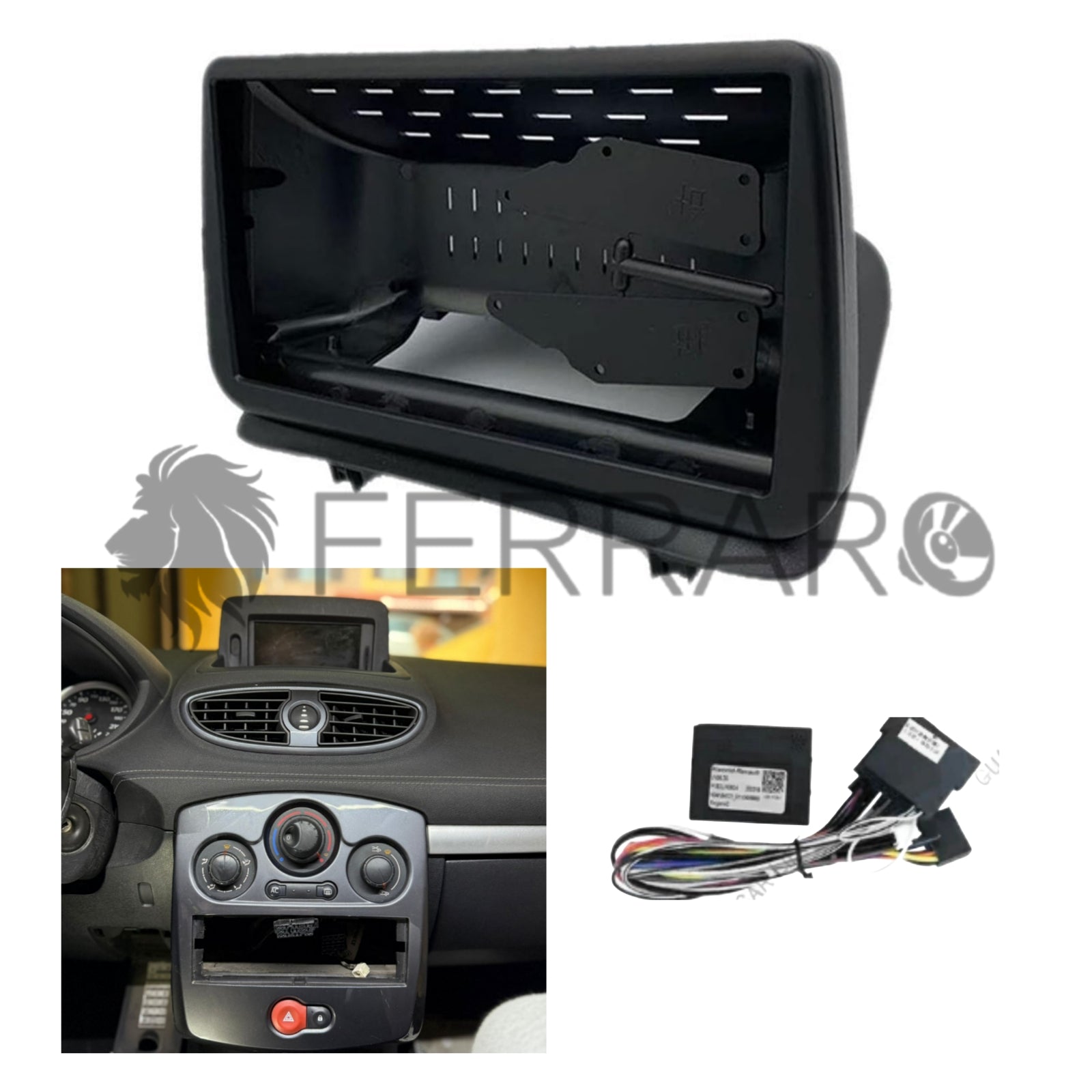 (PRENOTA) Kit Montaggio Autoradio 9"Pollici Renault Clio 3 (2005-2014) Mascherina, Cablaggio Autoradio Android