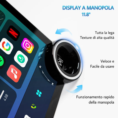 Autoradio Universale Fisso (Android) 2Din 11.8" Pollici 2K, Bluetooth, CarPlay, Android Auto, 4/64GB Ram