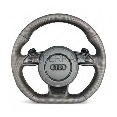 (PRENOTA) Volante per Audi, Pelle, Cuciture Bianche, Logo Nero, RS
