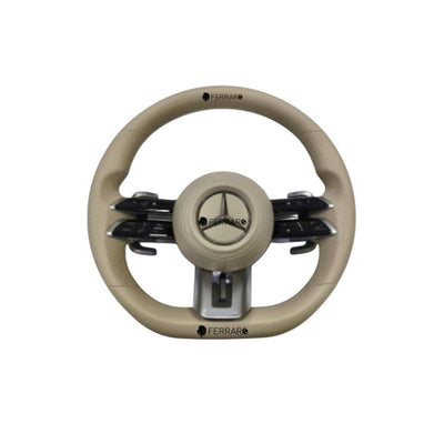 (PRENOTA) Volante per Mercedes, Beige, Logo Argento, AMG