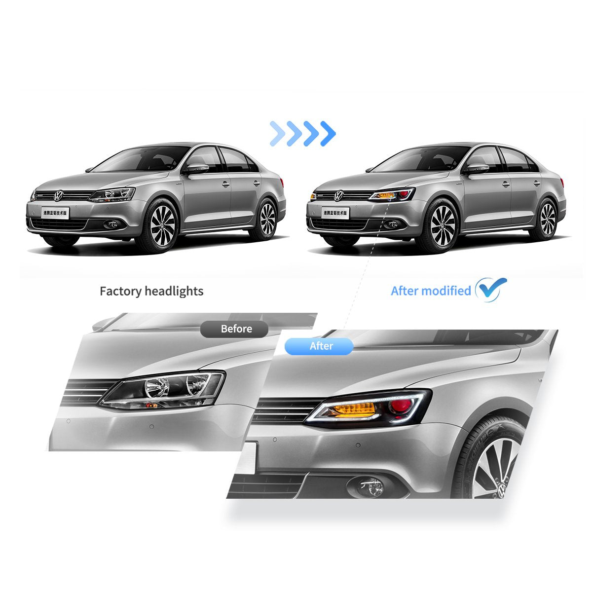 (PRENOTA) Fanali Anteriore Completo per Volkswagen Jetta MK6 (2011-2018) a LED