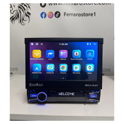 Autoradio Universale Motorizzato (Android) 1Din 7"Pollici, Bluetooth, CarPlay, Android Auto, 2/32GB Ram