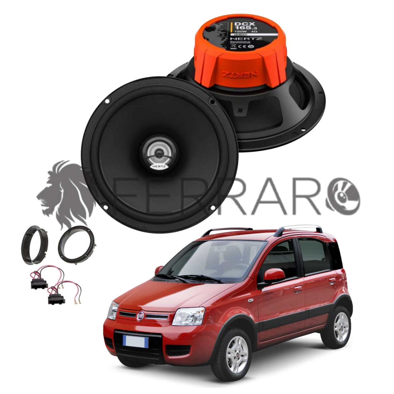 Hertz Kit 2 Casse, DCX 165.3, Ant o  Post, Fiat Panda 2ª Serie 169 (2003-2013)