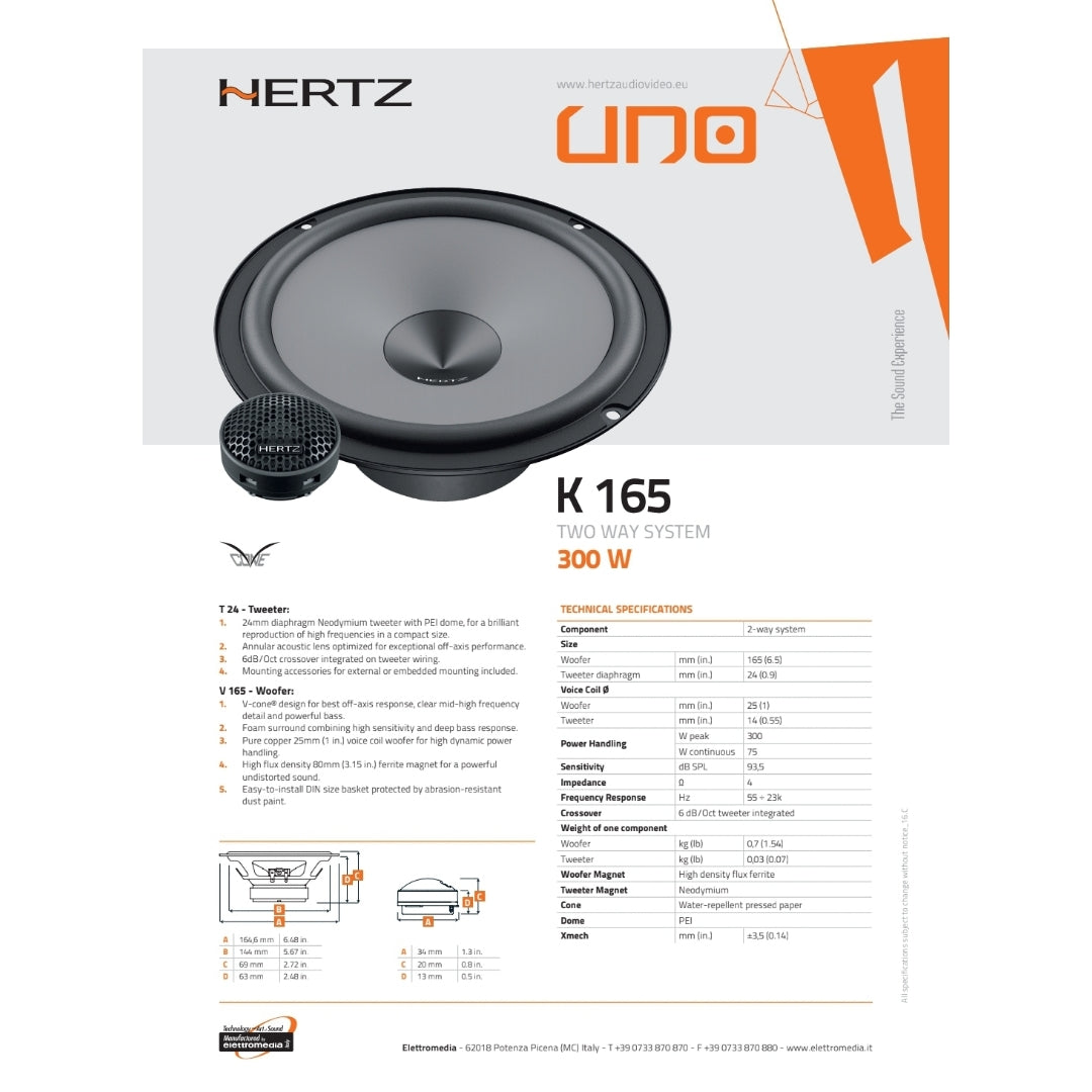 Hertz Kit 6 Casse | X 165 | K 165 | Ant/Post | Nissan Qashqai
