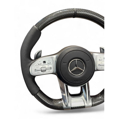 (PRENOTA) Volante per Mercedes, Etichetta Nera, Carbonio, Filo Nero, AMG