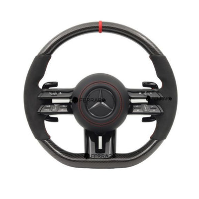 (PRENOTA) Volante per Mercedes, Carbonio Diagonale, Etichetta Rossa, Punzonatura Rossa, Linea Rossa, AMG