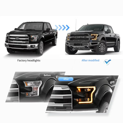 (PRENOTA) Fanali Anteriore Completo per Ford F150 13ª Serie (2015-2017) a LED