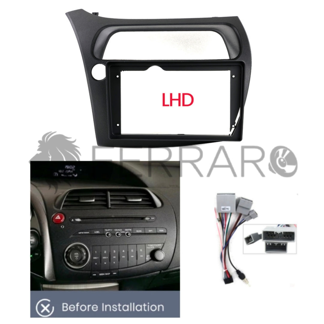 Kit Montaggio Autoradio 9"Pollici Honda Civic Hatchback (2006-2012) Mascherina, Cablaggio Autoradio Android