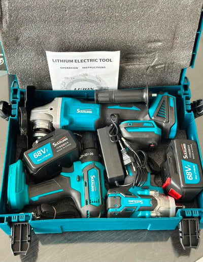 Kit Professionale 3 in 1, 88V Brushless, Smerigliatrice, Avvitatore, Avvitatore a Impulsi, 2 Batterie e Valigia