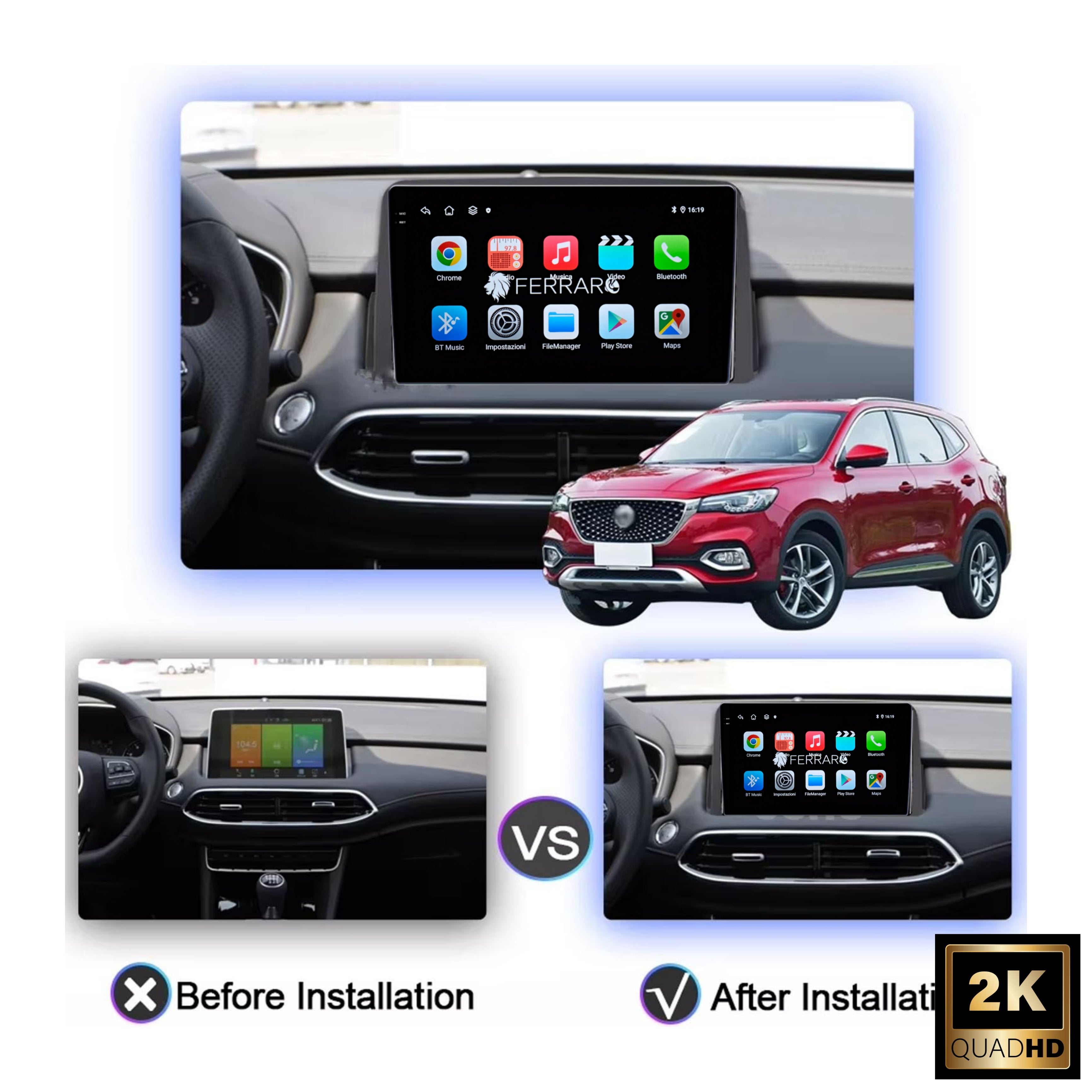 Autoradio per MG HS 10.1" 2K | 2020-2023  | Android | Bluetooth | CarPlay | Android Auto | 4/64GB Ram