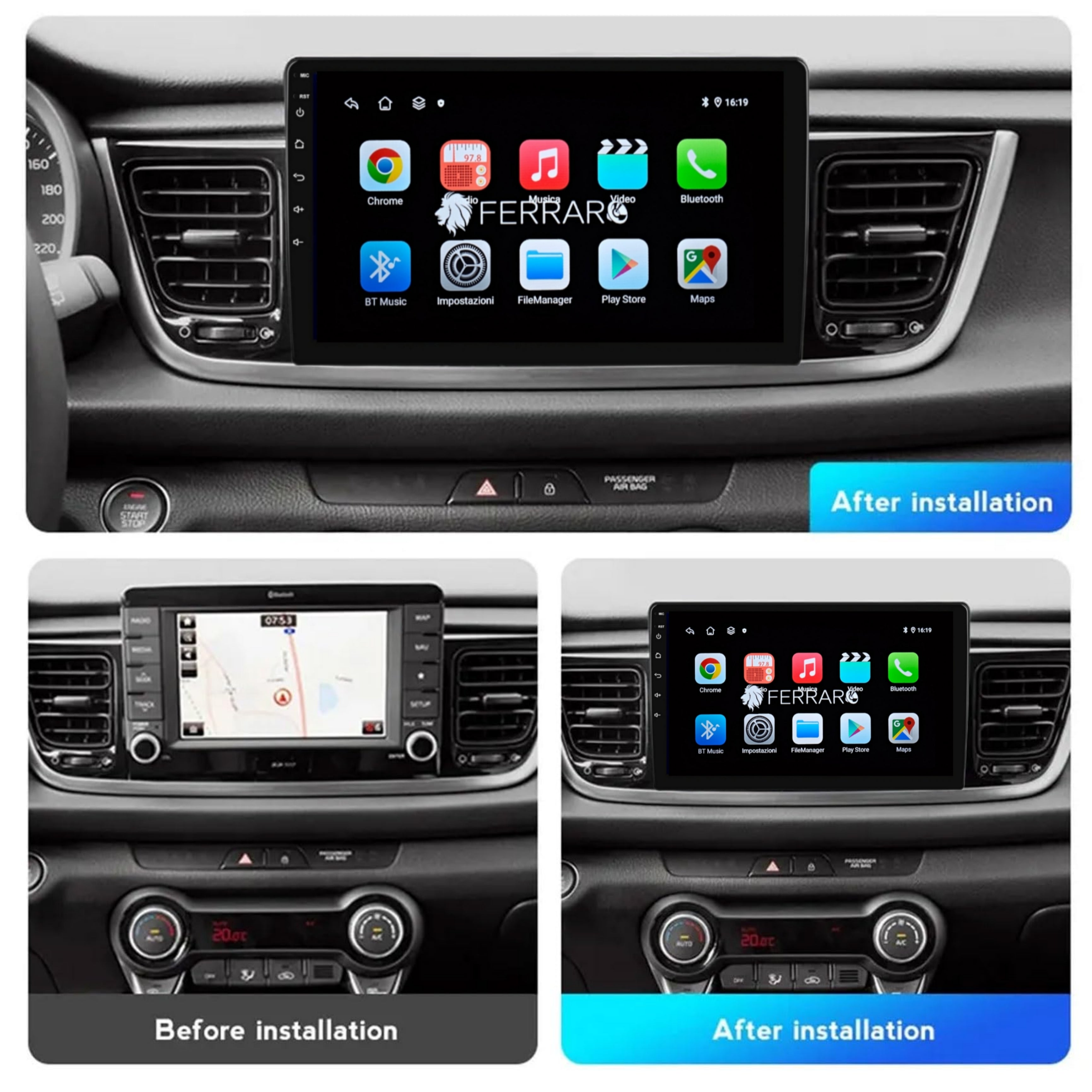 Autoradio per Kia Rio UB 9" (2015-2017) Android, Bluetooth,  CarPlay, Android Auto,  2GB/4GB/6GB/8GB Ram