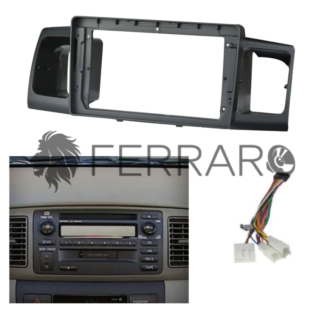 Kit Montaggio Autoradio 9"Pollici Toyota Corolla  E120/E130 (2000-2007), Mascherina, Cablaggio per Autoradio Android