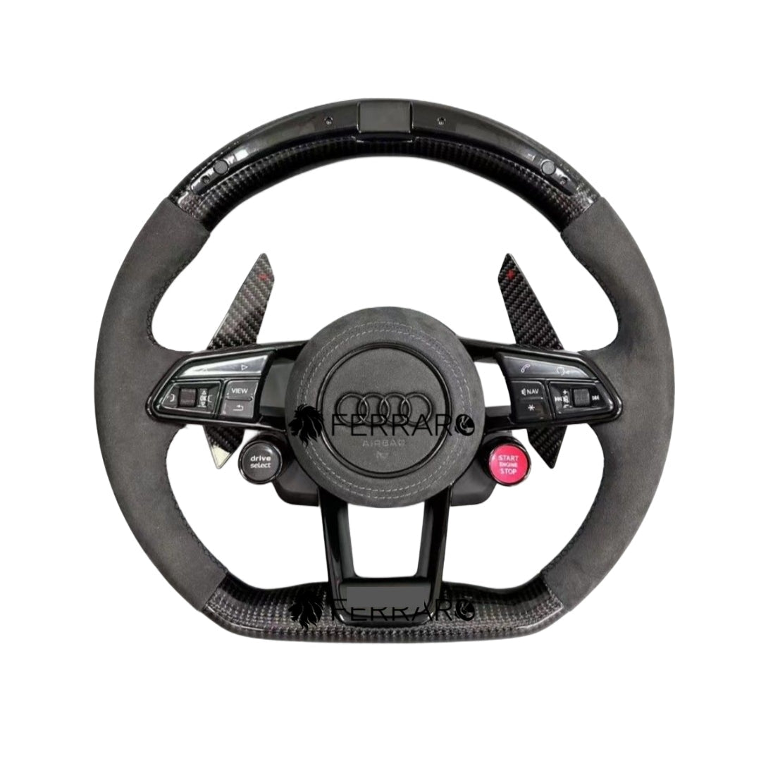 (PRENOTA) Volante per Audi, Carbonio Diagonale, Linea Nera, LED, Pulsanti, RS
