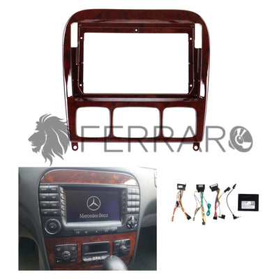 (PRENOTA) Kit Montaggio Autoradio 9"Pollici Mercedes Classe S W220 (1998-2005), Mascherina, Cablaggio per Autoradio Android
