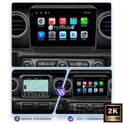 (PRENOTA)  Autoradio per Jeep Wrangler 4 JL 9" 2K (2017-2025) Android, Bluetooth, CarPlay, Android Auto, 12/256GB Ram