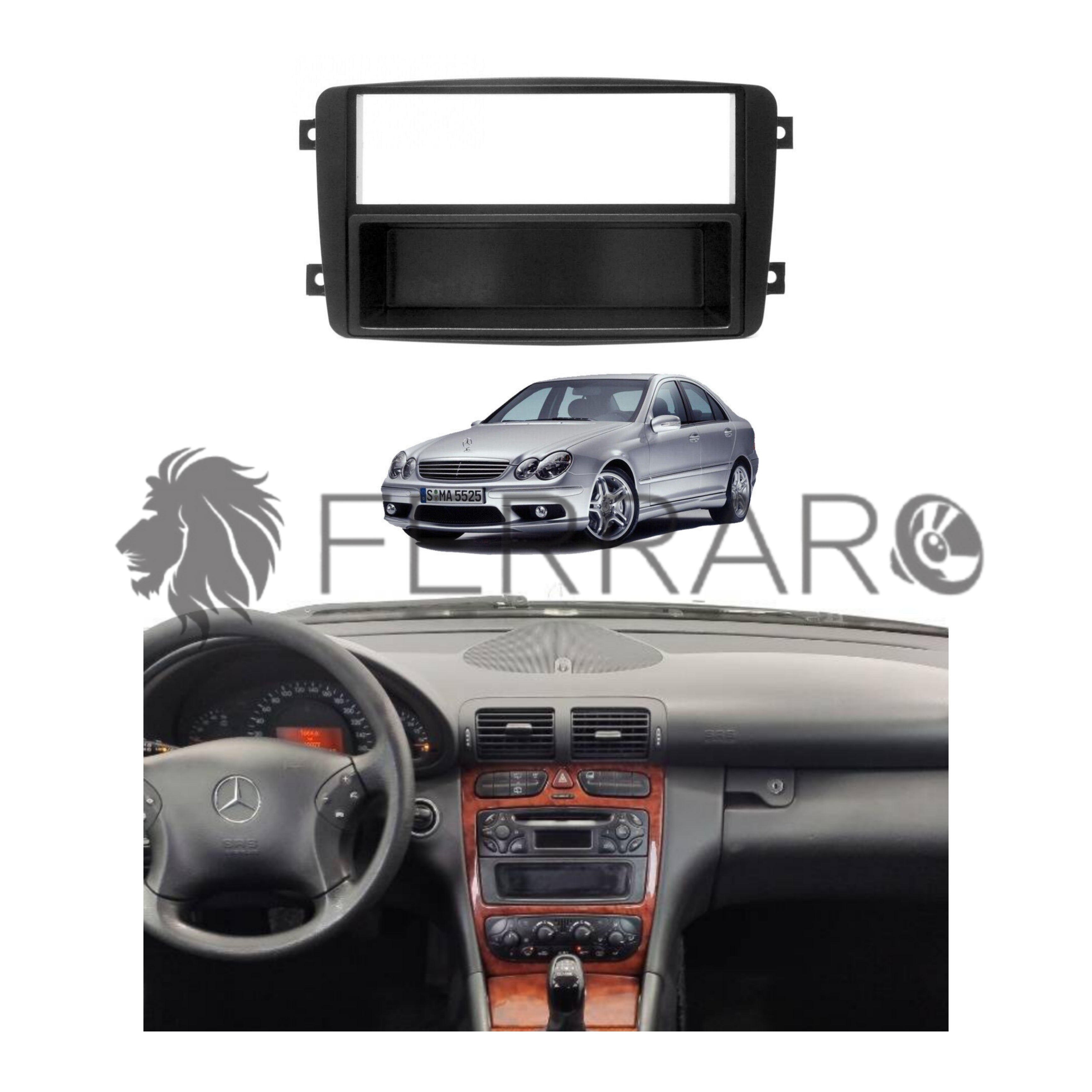 Kit Mascherina 1DIN con Cassetto per Mercedes Classe C w203 (2000-2004)