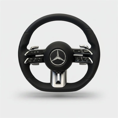(PRENOTA)Volante per Mercedes, Pelle Nera, Filo Nero, AMG