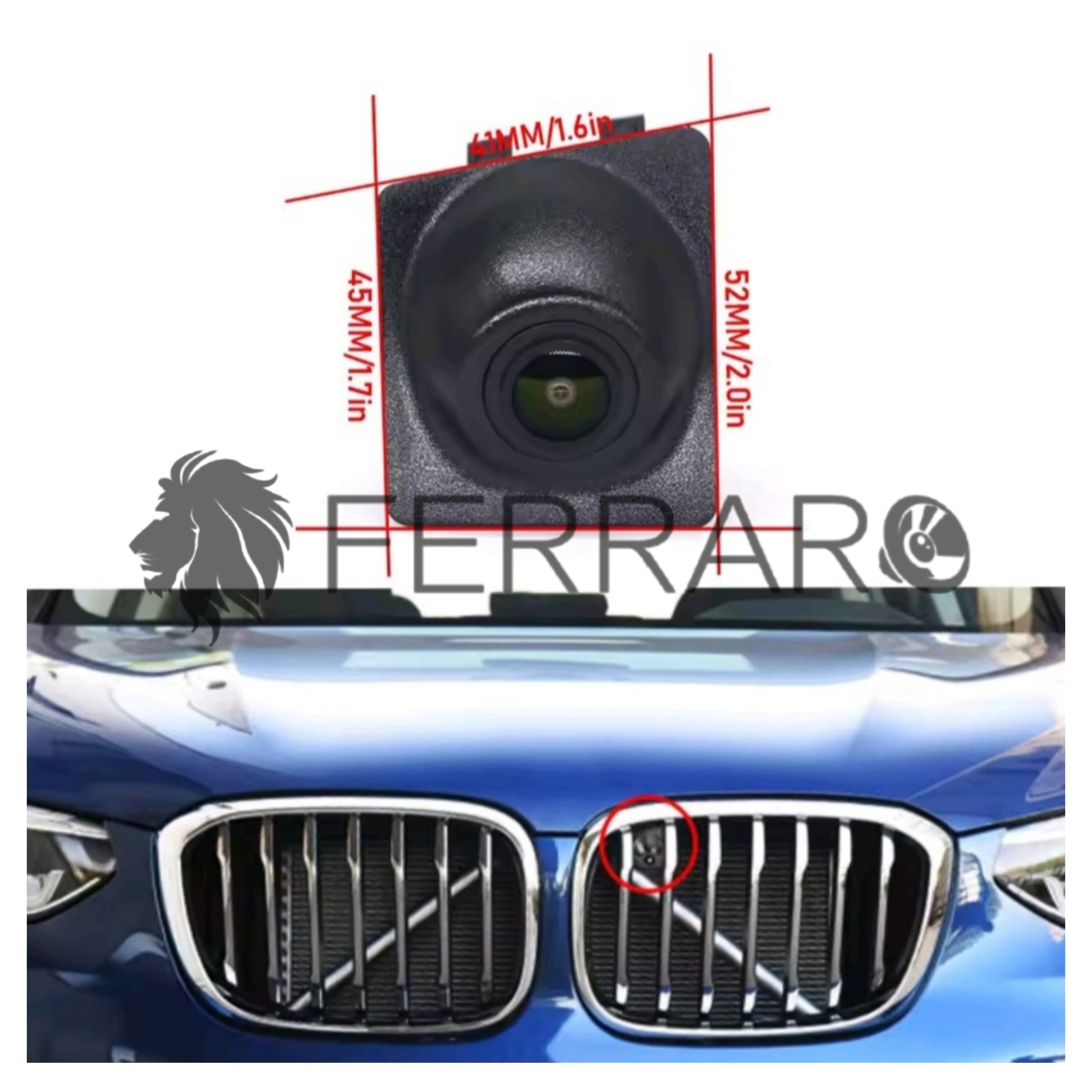 (PRENOTA) Telecamera Frontale per BMW X3, X4, X5, AHD, 1920x1080, 170° Gradi