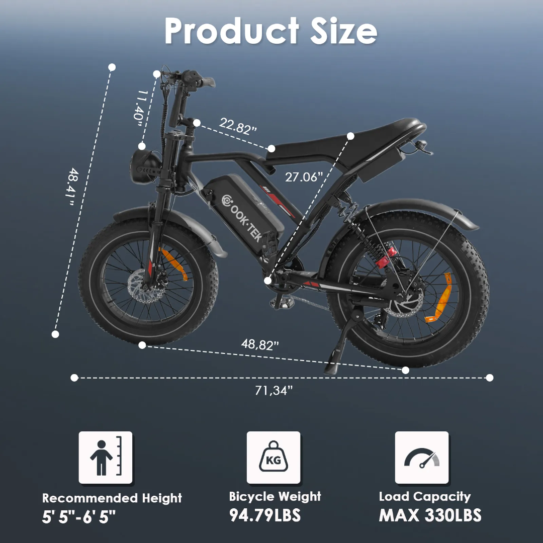 FerraroStore S8-Single, Bici Elettrica Pieghevole, 20", Batteria 48V