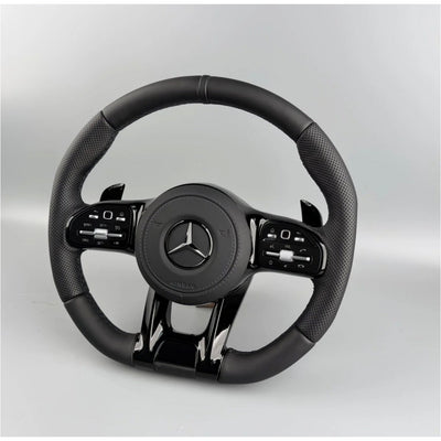(PRENOTA)Volante per Mercedes, Pelle Nera, Filo Nero, AMG