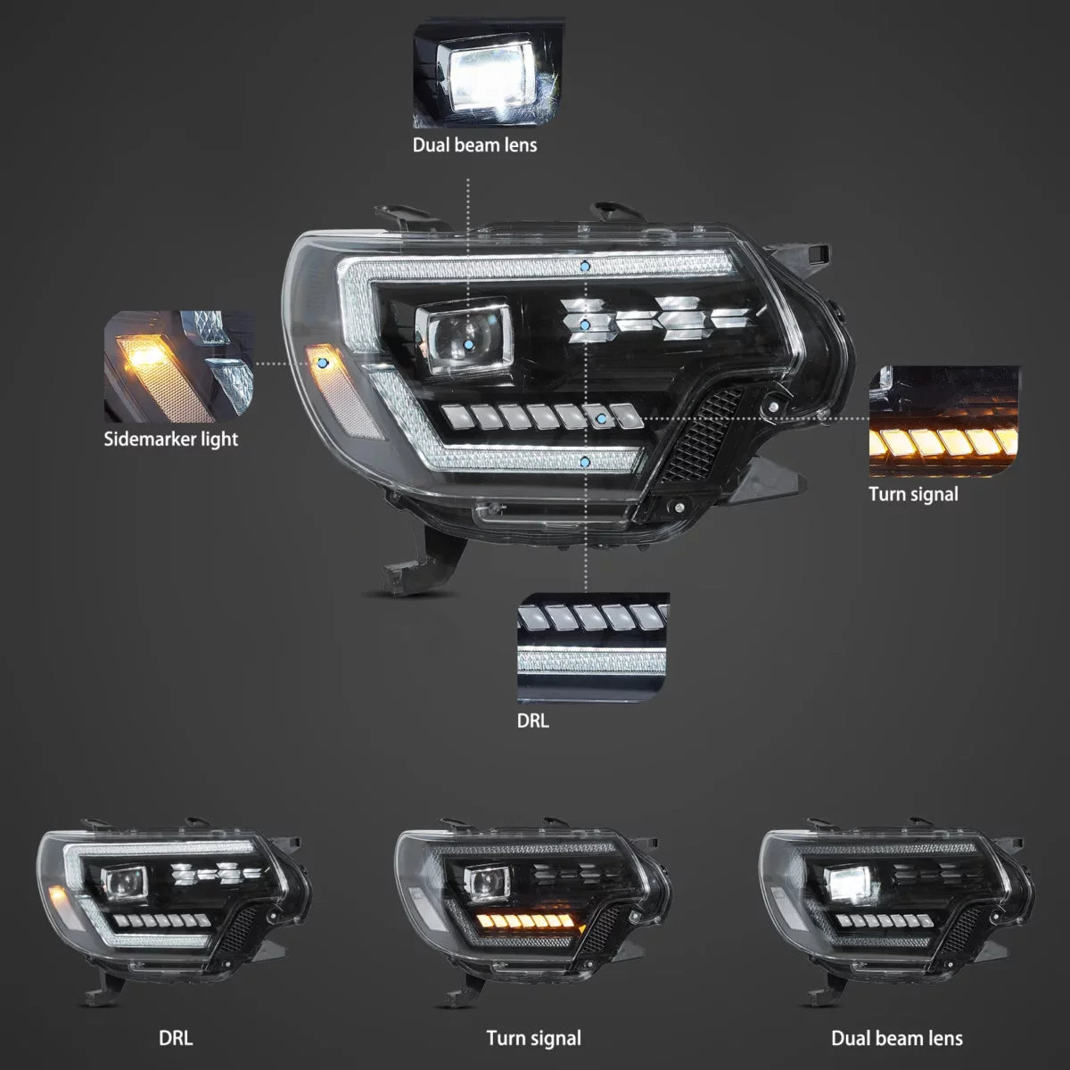 (PRENOTA) Fanali Anteriore Completo per Toyota Tacoma (2012-2015) a LED