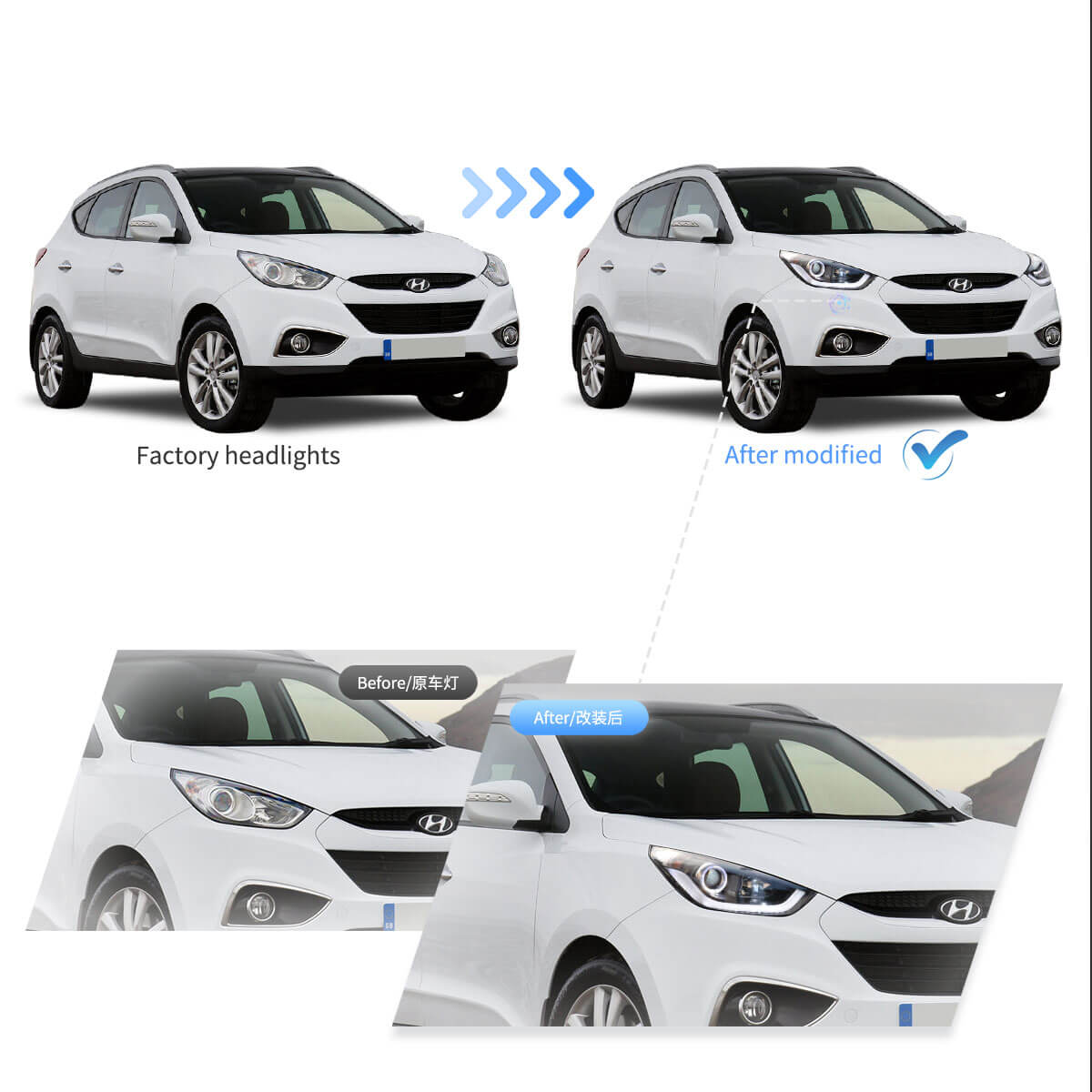 (PRENOTA) Fanali Anteriore Completo per Hyundai IX35 (2009-2015) a LED