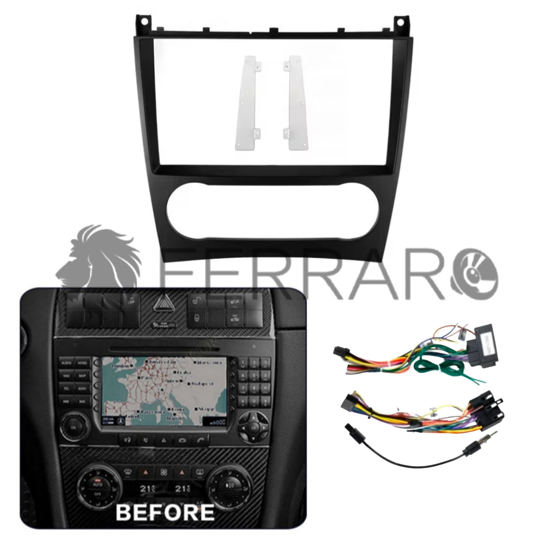 (PRENOTA) Kit Montaggio Autoradio 9"Pollici Mercedes Classe C W203 (2004-2007), Mascherina, Cablaggio per Autoradio Android