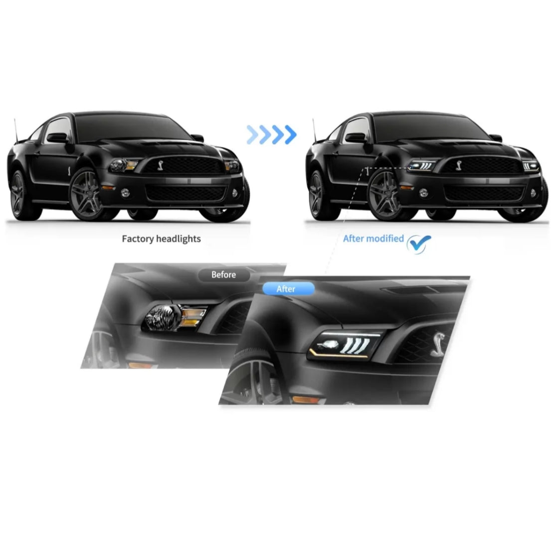 (PRENOTA) Fanali Anteriore Completo per Ford Mustang 5ª Serie (2005-2009) a LED