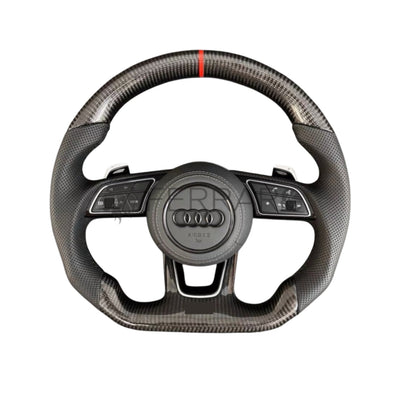 (PRENOTA) Volante per Audi, Carbonio, Etichetta Rossa, Cuciture, RS