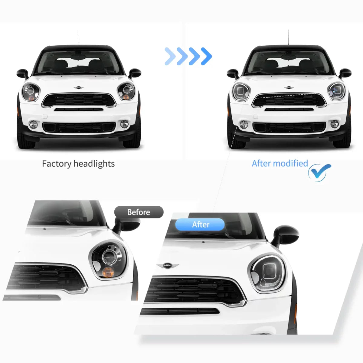 (PRENOTA) Fanali Anteriore Completo per BMW Mini Countryman R60 (2010-2017) a LED