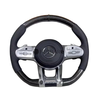 (PRENOTA) Volante per Mercedes, Pelle Nera, Sport, Etichetta Nera, Perforazione, Galvanica, AMG