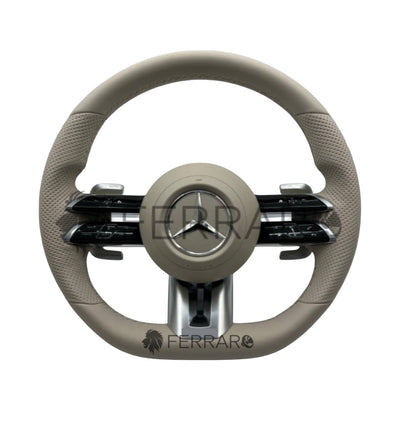 (PRENOTA) Volante per Mercedes, Beige, Logo Argento, AMG