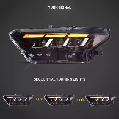 (PRENOTA) Fanali Anteriore Completo per Ford Mustang Eco Boost, GT, GT350, GT500 (2015-2017) a LED
