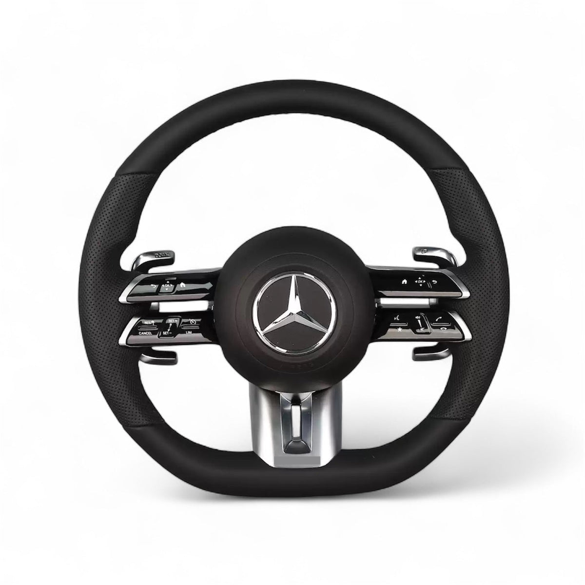 (PRENOTA)Volante per Mercedes, Pelle Nera, Filo Nero, AMG