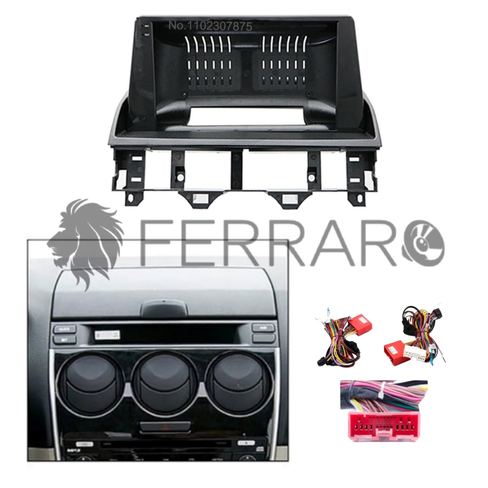 (PRENOTA) Kit Montaggio Autoradio 9"Pollici Mazda 6 (2002-2008) Mascherina, Cablaggio Autoradio Android
