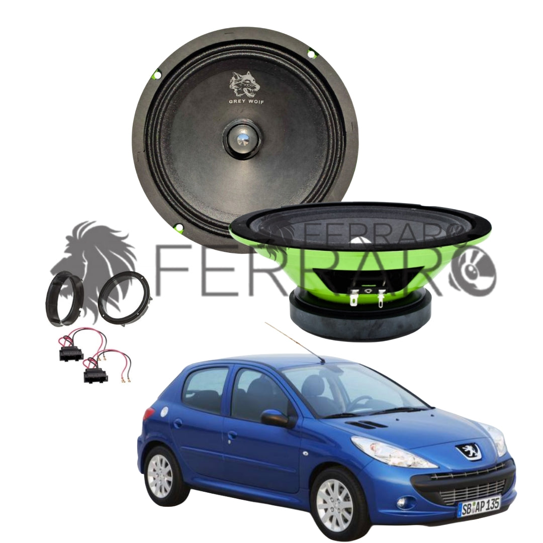 FerraroStore Kit 2 Altoparlanti, PV165.3, Anteriori, Peugeot 206 dal 1998>