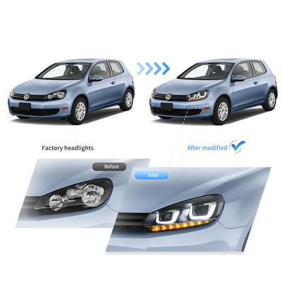 (PRENOTA) Fanali Anteriore Completo per Volkswagen Golf VI, MK6 (2008-2012) a LED