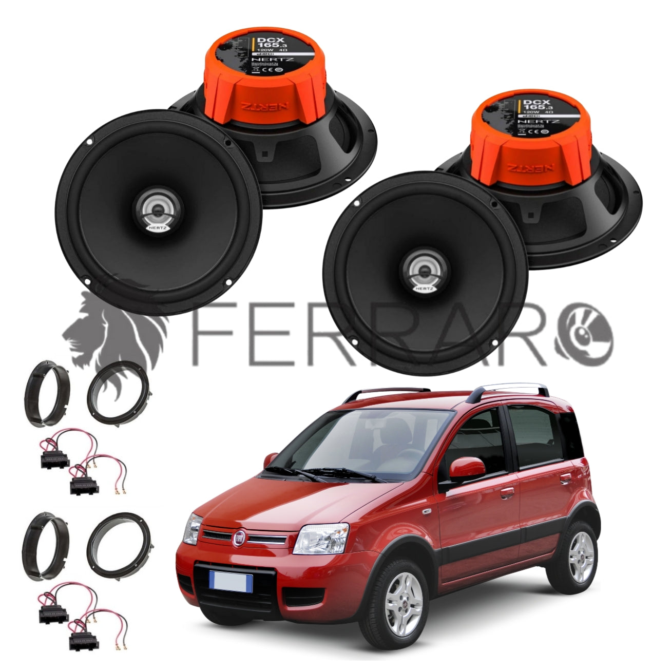 Hertz Kit 4 Casse, DCX 165.3, Ant/Post, Fiat Panda 2ª Serie 169 (2003-2013)