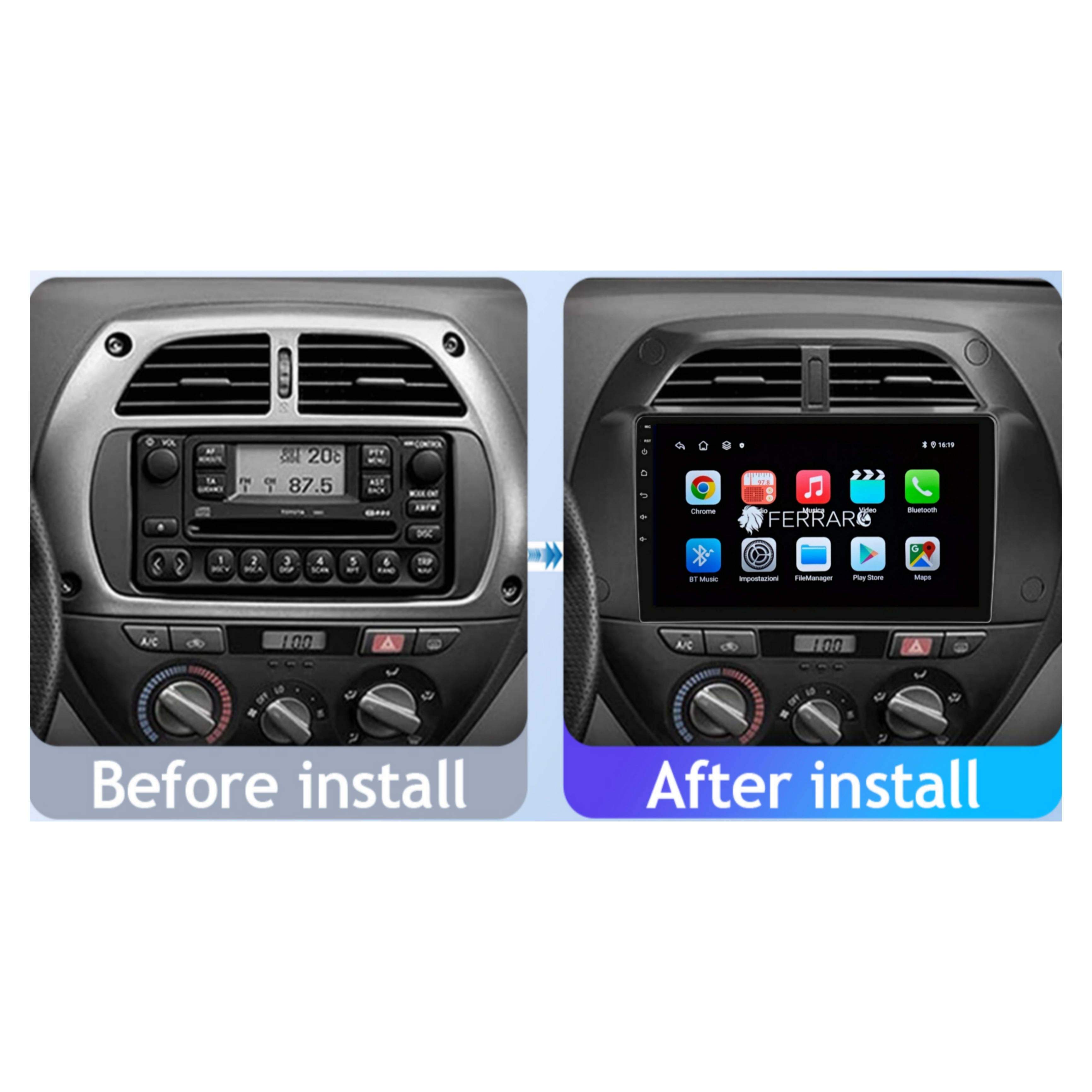 Autoradio per Toyota RAV4 9" (2000-2006) Android, Bluetooth, CarPlay, Android Auto, 2GB/4GB/6GB/8GB Ram