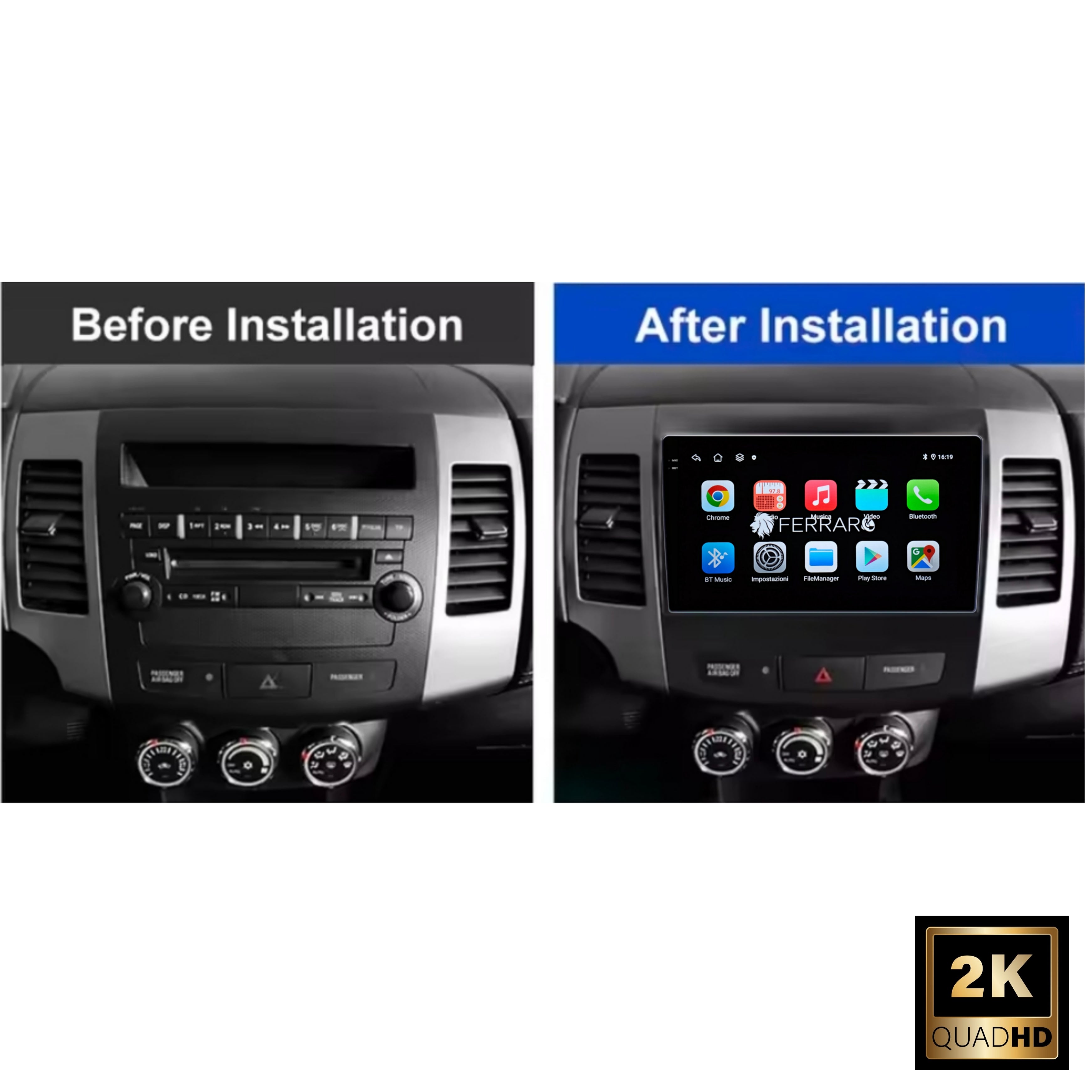 Autoradio per Mitsubishi Outlander 2 10.1" 2K | 2007-2012 | Android | Bluetooth | CarPlay | Android Auto | 4/64GB Ram