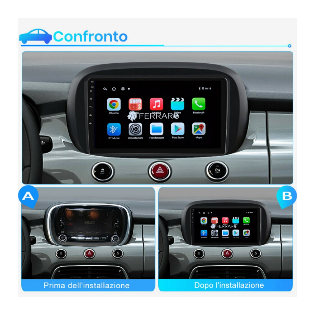 Car Radio for FIAT 500x [2014 - 2020] - 2GB/4GB/6GB/8GB Intelligent car system, 2Din 9"Inch, GPS, Navigator, Wifi