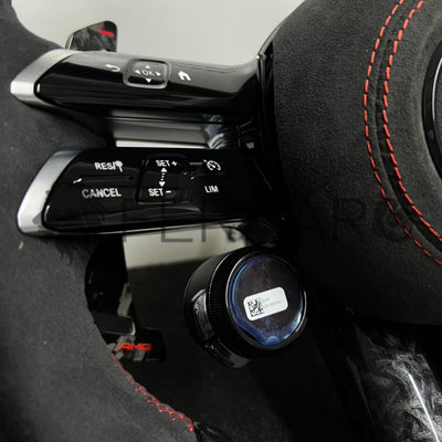 (PRENOTA) Volante per Mercedes, Carbonio Diagonale, Pelle Scamosciata, Galvanica, Linea Rossa, Pomelli AMG
