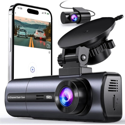 Dashcam per Auto, Ultra HD, Controllo da APP, 140º, 64GB