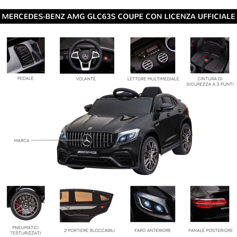 HOMCOM Macchina Elettrica per Bambini 3-5 Anni Mercedes con Cintura di Sicurezza e Telecomando, Nero