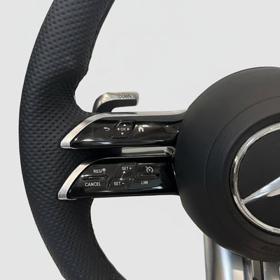 (PRENOTA)Volante per Mercedes, Pelle Nera, Filo Nero, AMG