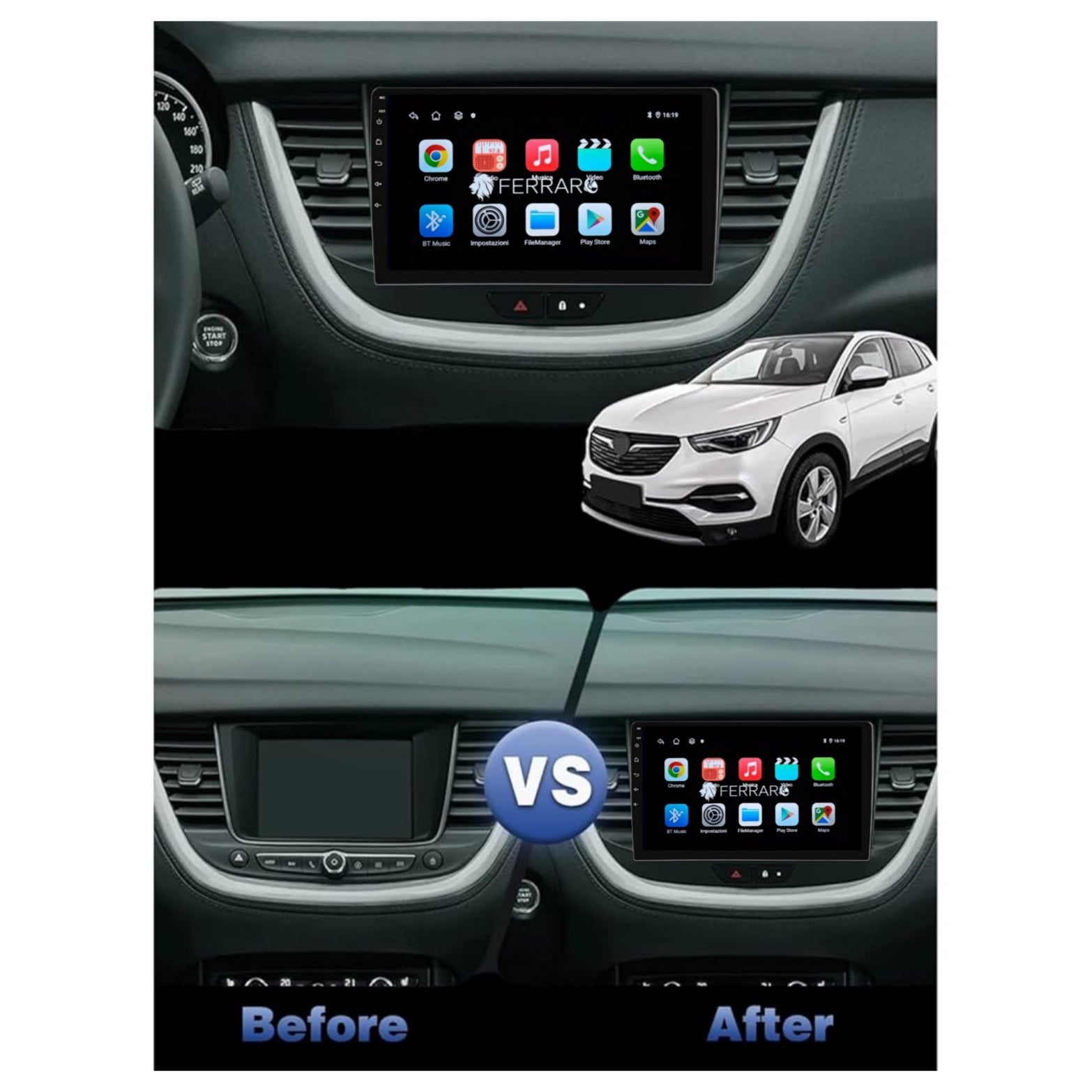 Autoradio per Opel Grandland X, Crossland X 9" (2016-2021) Android, Bluetooth, CarPlay, Android Auto, 2GB/4GB/6GB/8GB Ram
