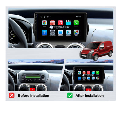 Autoradio per Fiat Qubo 10.1", Citroen Nemo, Peugeot Bipper (2008-2017) Android, Bluetooth, CarPlay, Android Auto, 2GB/4GB/8GB Ram