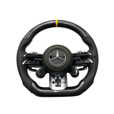 (PRENOTA) Volante per Mercedes, Carbonio Diagonale, Etichetta Gialla, Linea Gialla, Galvanico, AMG