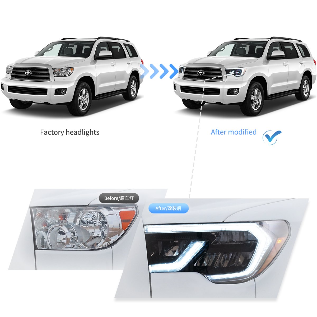 (PRENOTA) Fanali Anteriore Completo per Toyota Tundra (2007-2013) a LED