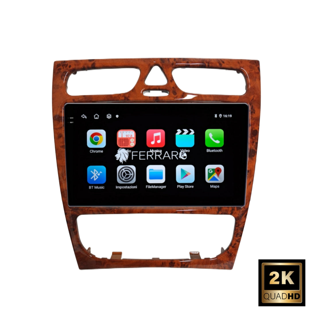 (PRENOTA)  Autoradio per Mercedes Classe C W203 9" 2K (2000-2004) Android, Bluetooth, CarPlay, Android Auto, 12/256GB Ram
